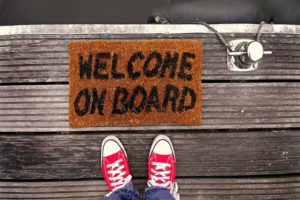 Enrol on a Stonebridge course. Sign saying welcome on board