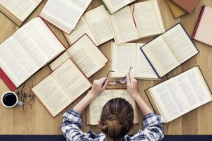 Student studying on the table